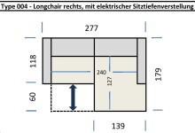 Ecksofa >Wolve< elektr. Sitzverstellung, Aragon creme-weiss - 277x108x179cm (BxHxT)