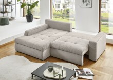 Polsterecke >Luno< Stauraum+Schlaffunktion, Cord creme - 241x89x175cm (BxHxT)