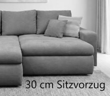 Polsterecke >Luno< elektr. Sitztiefenverstellung, Cord schwarz - 241x89x175cm (BxHxT)