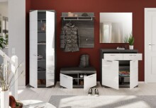 Garderobenschrank >Scout< in Rauchsilber/Weiß hochglanz - 62x197x37cm (BxHxT)