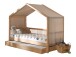 Hausbett >Fagus< Bettschublade + Textilhimmel, Buche massiv - 207,5x170x97,5 (BxHxT)