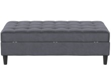 Hocker >Palermo< mit Stauraum, in anthrazit, Samt - 130x43x69cm (BxHxT)