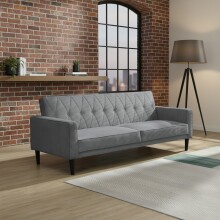 Schlafsofa >Aarhus< in Grau, Cord - 213x81x86cm...