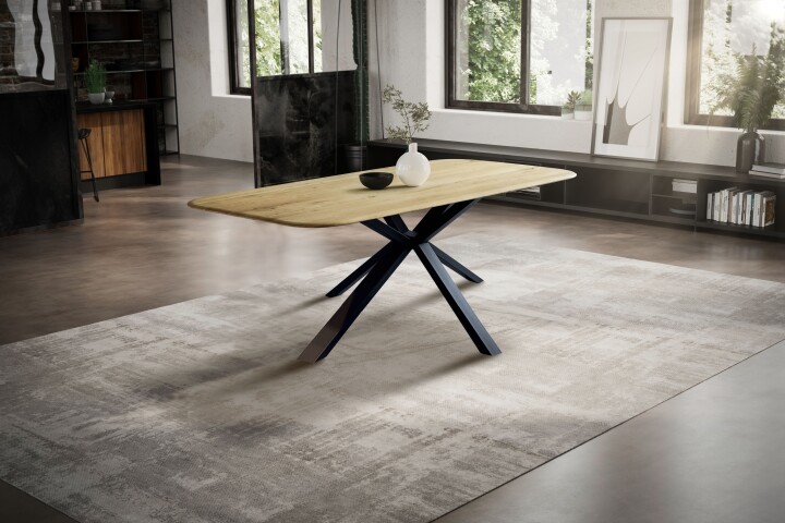 Esstisch >TI-0670< in Wildeiche massiv geölt - 160x90x75 (LxBxH)