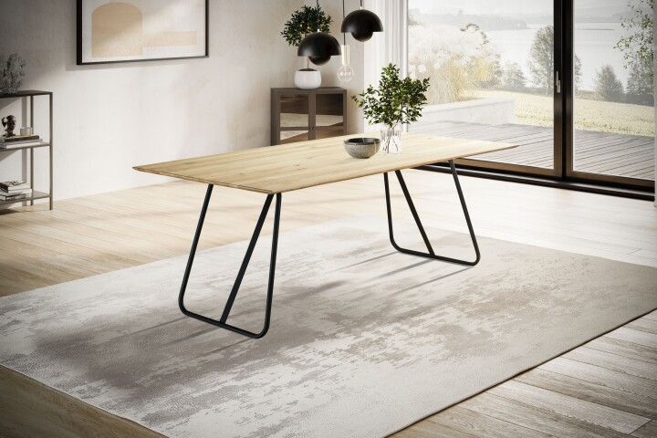Esstisch >TI-0670< in Wildeiche massiv geölt - 180x90x75 (LxBxH)