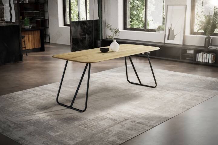 Esstisch >TI-0670< in Wildeiche massiv geölt - 180x90x75 (LxBxH)