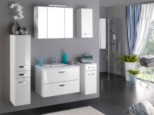 Midischrank >Bologna< in Weiß Hochglanz aus MDF - 30x130x35cm (BxHxT)