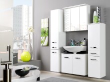 Hochschrank >Bologna< in Weiß Hochglanz aus MDF - 30x180x35cm (BxHxT)