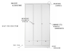Kleiderschrank >Landsted< in Weiß - 120x200x51cm (BxHxT)