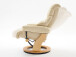 Relaxsessel >Carl I< mit Hocker, bis 130 kg belastbar, drehbarer Fernsehsessel mit Liegefunktion, Echtleder creme, Gestell Holz natur